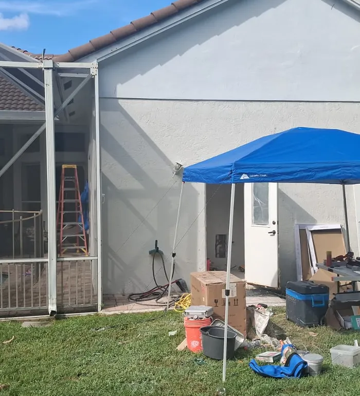 Exterior project in progress at a South Florida home — Butler project
