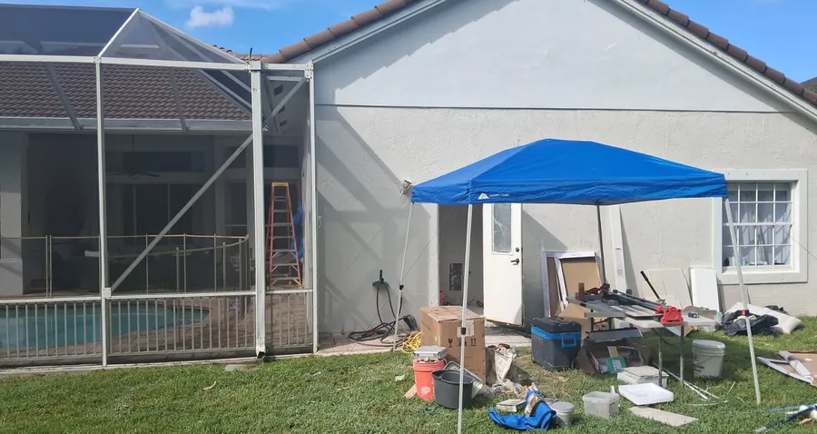 Exterior work in progress at a South Florida home on a Butler project